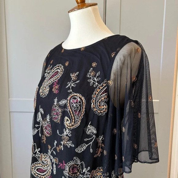 Adrianna Papell Black Embroidered Sheath Dress Size 6 - Picture 3 of 10